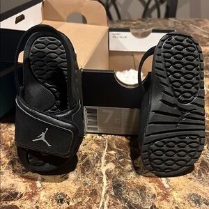 Jordan Black Sandals with Textured Sole and Molded Footbed